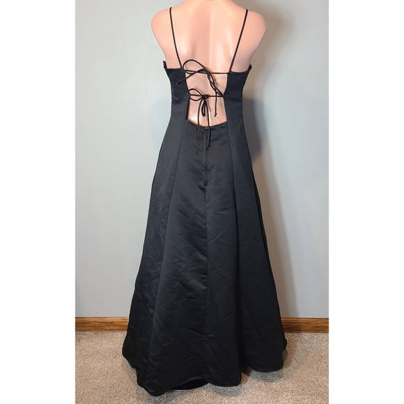 Vintage Prom Dress Gown 90s Corset Lace Up Back Y2K Black White Whimsical - Picture 6 of 12